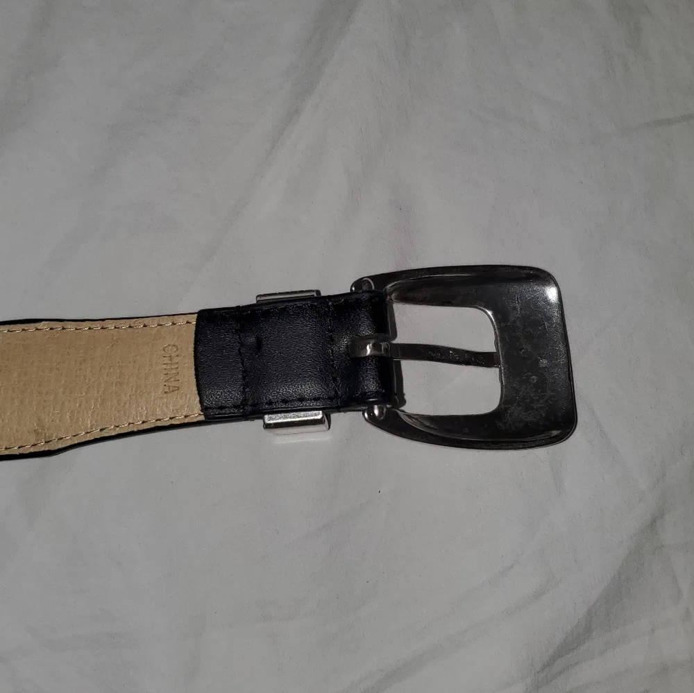Silpada black leather belt silver